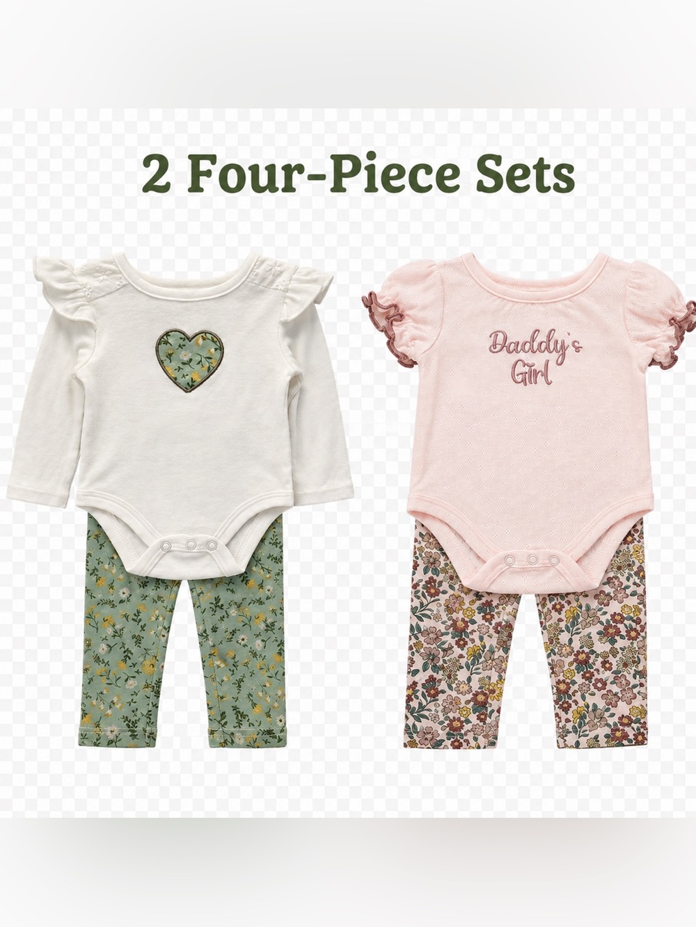 NWT Baby Essentials two soft, coordinated 4-piece sets.  3M perfect gift sets.